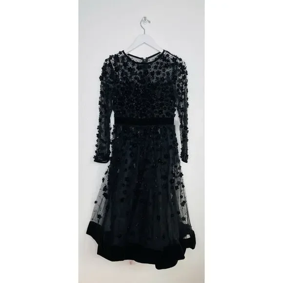 Mac Duggal 67007 Black Fit & Flare Velvet Embellished Dress Size 6 NWT $498 - Picture 3 of 7